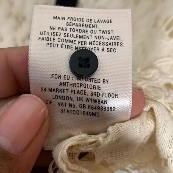 Anthropologie Vanessa Virginia Gemma Lace Button Down Shirt Blouse Womens Size 2 - Picture 8 of 8
